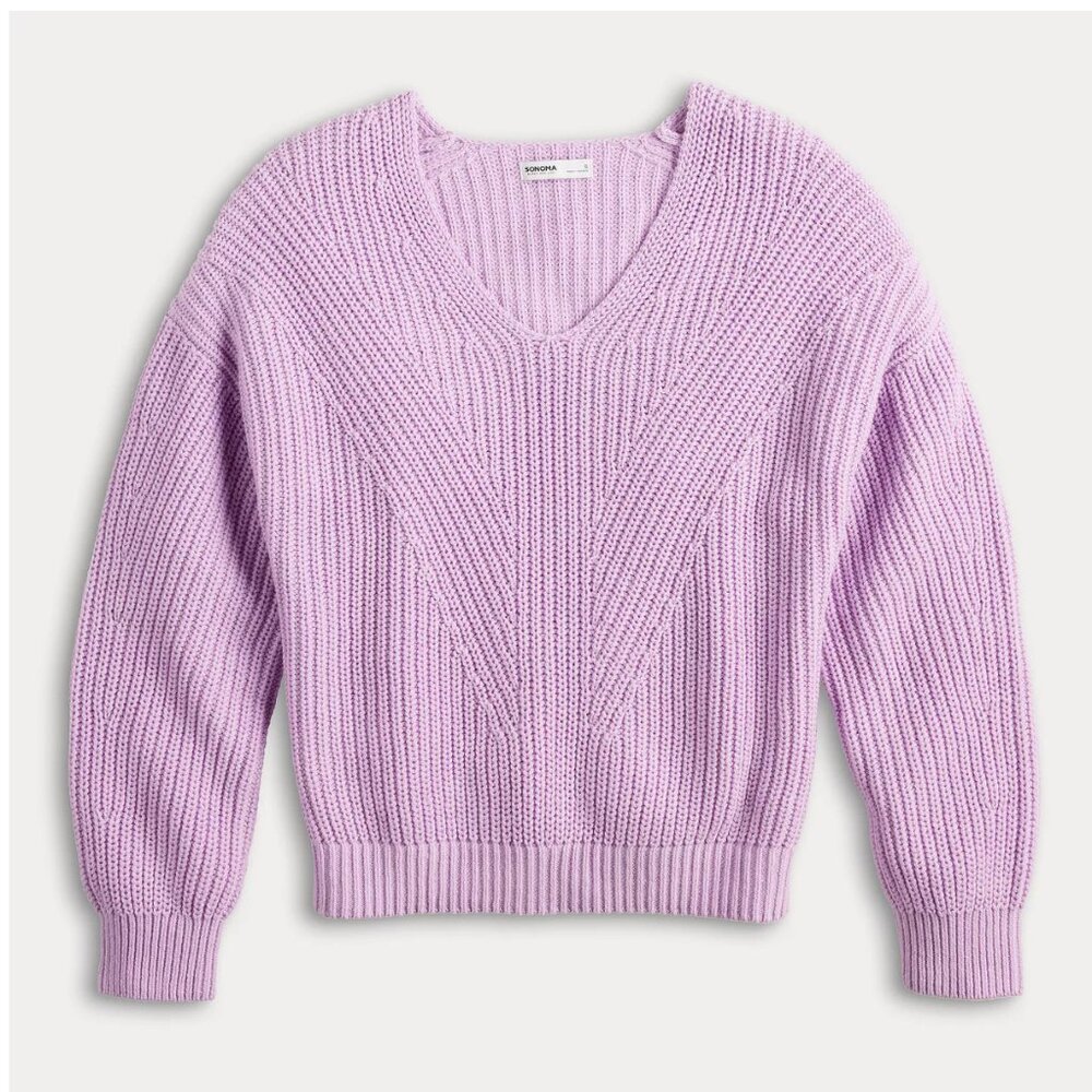 Sonoma good for life women’s side 3X light purple v neck sweater nwt